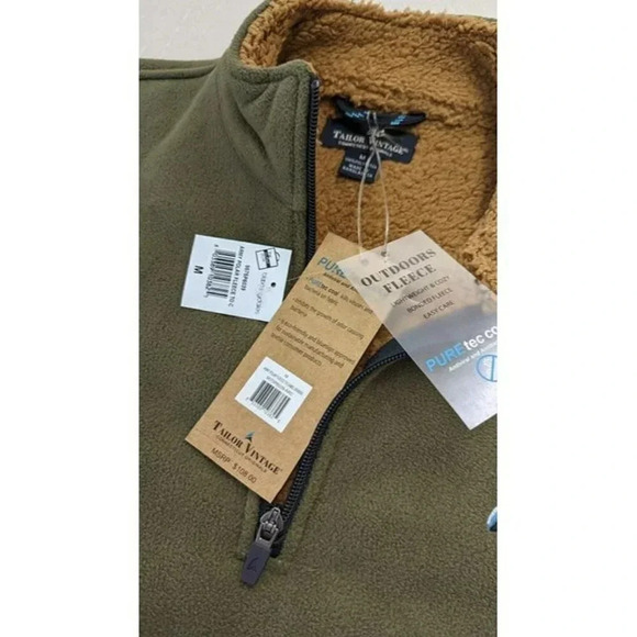 Tailor Vintage Men's Army Polar Bonded Berber Fleece Pullover Size M (MSRP $108) - Picture 3 of 4